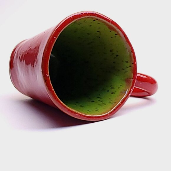 Ceramic Studio Coffee Mug Signed Joan G. Art Pottery Hand Thrown Red Glaze - Picture 11 of 13